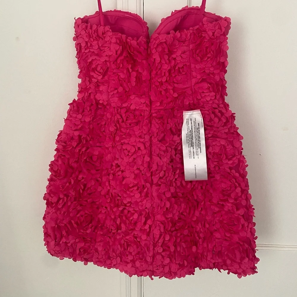 BCBG Strapless 3D Floral Dress - Hot Pink - Picture 6 of 9